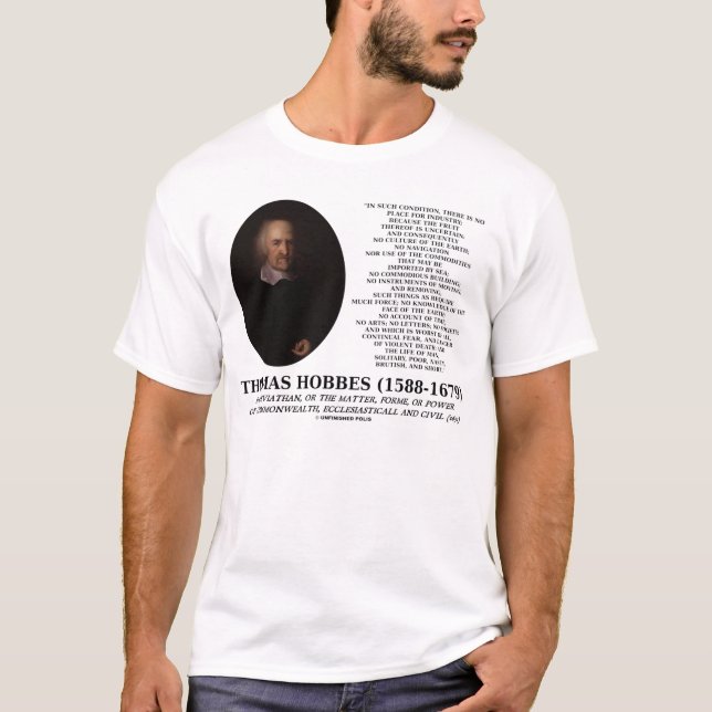 Thomas Hobbes Leviathan Man Solitary Politary Zita T-Shirt (Vorderseite)