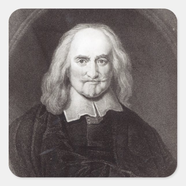 Thomas Hobbes von der 'Galerie der Portraits' Quadratischer Aufkleber (Vorderseite)