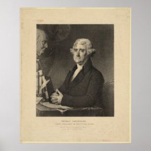 THOMAS JEFFERSON 3. US-Präsident Lithograph Poster