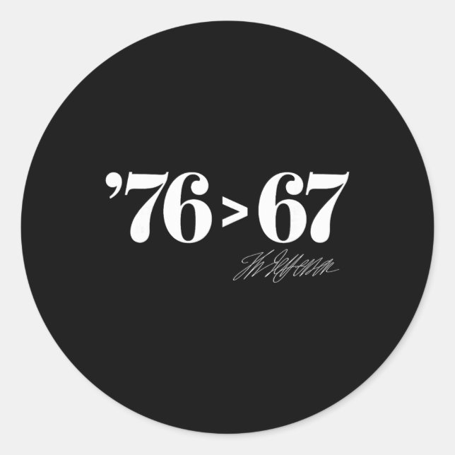 Thomas Jefferson 76 > 67 Selbst-evident Minimales  Runder Aufkleber (Vorderseite)