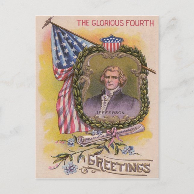 Thomas Jefferson American Flag Vergiss-Me-Not Postkarte (Vorderseite)