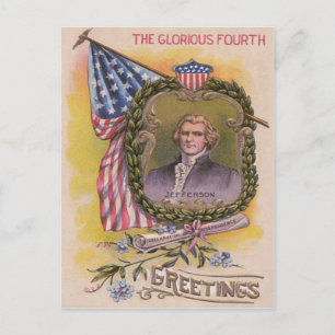 Thomas Jefferson Amerikanische Flagge Vergissmeinn Postkarte