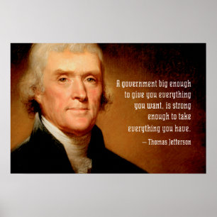Thomas Jefferson auf einem Poster gegen große Regi