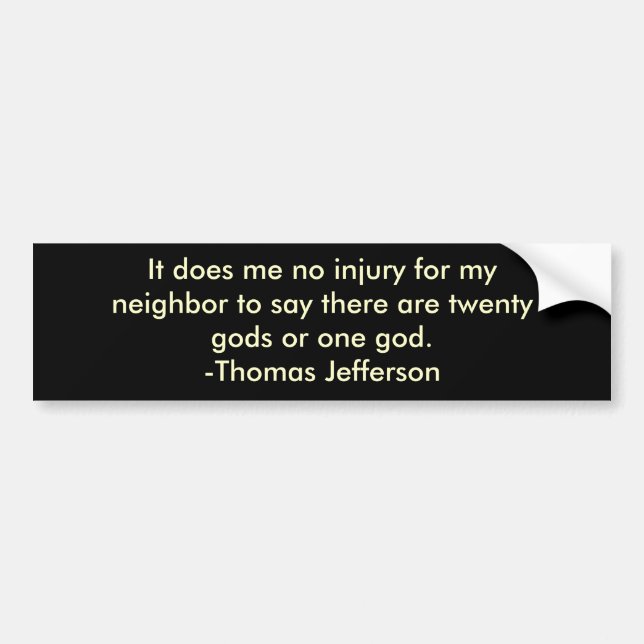 Thomas Jefferson auf religiöser Toleranz Autoaufkleber (Vorne)