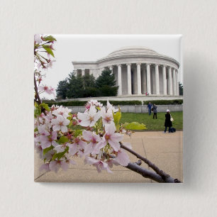 Thomas-Jefferson-Denkmal mit Kirschblüten Button