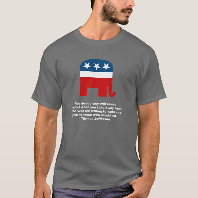 Thomas Jefferson - die Demokratie hört zum exi auf T-Shirt (Vorderseite)