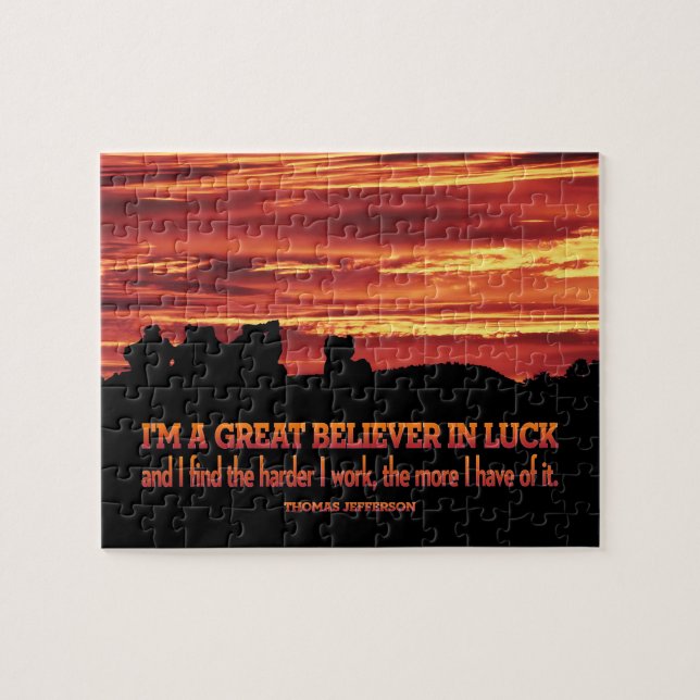 Thomas Jefferson Inspirational Zitat "Luck" Puzzle (Horizontal)