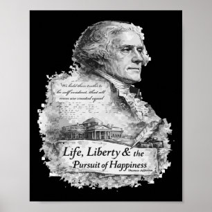 Thomas Jefferson Leben Freiheit Glück USA 250. J Poster