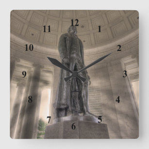 Thomas Jefferson Memorial Bronze Statue Quadratische Wanduhr