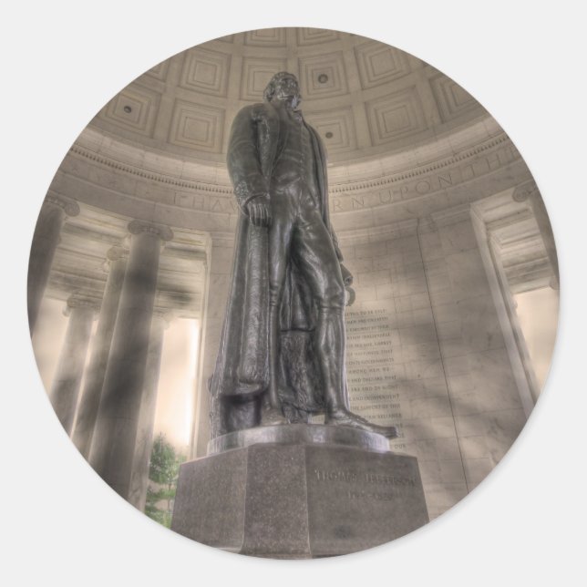 Thomas Jefferson Memorial Bronze Statue Runder Aufkleber (Vorderseite)
