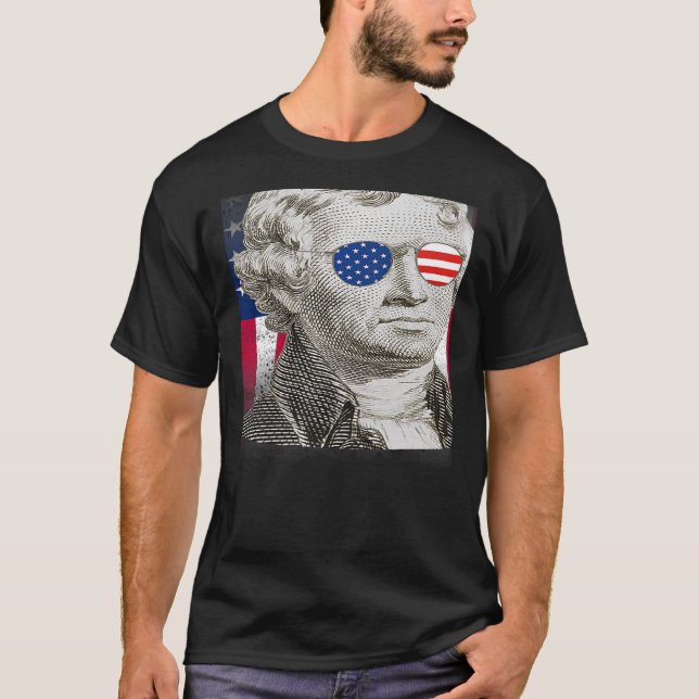 Thomas Jefferson Patriotic American Flag 4th of Ju T-Shirt (Vorderseite)