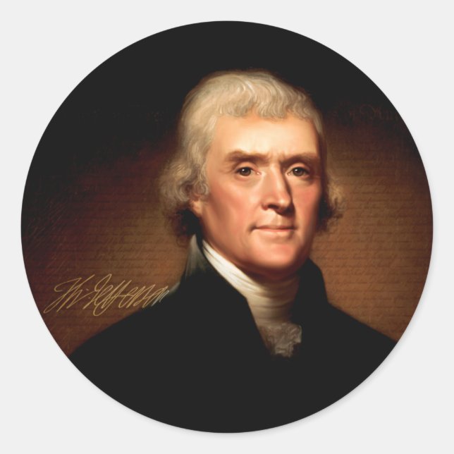 Thomas Jefferson Portrait Runder Aufkleber (Vorderseite)