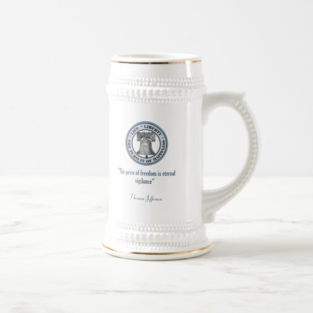 Thomas Jefferson Quote (Vigilance) Bierglas (Rechts)