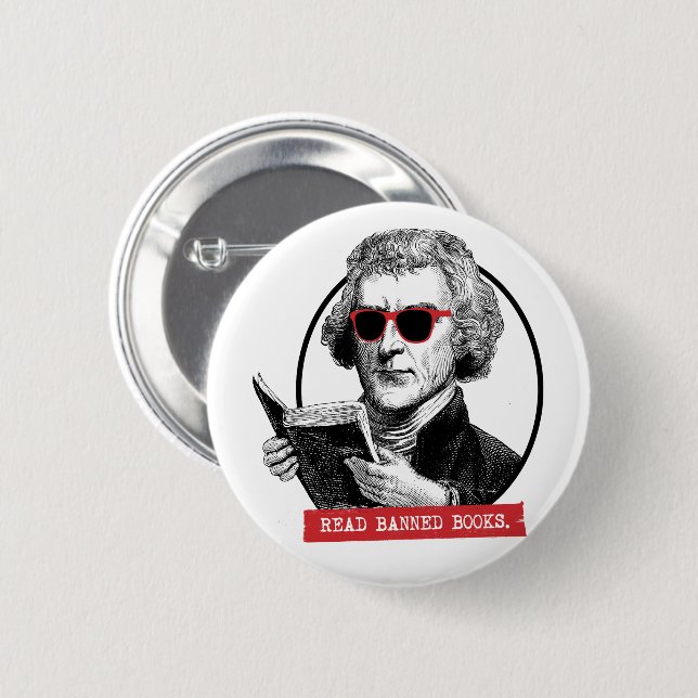 Thomas Jefferson Reads Banned Books Button (Vorne & Hinten)