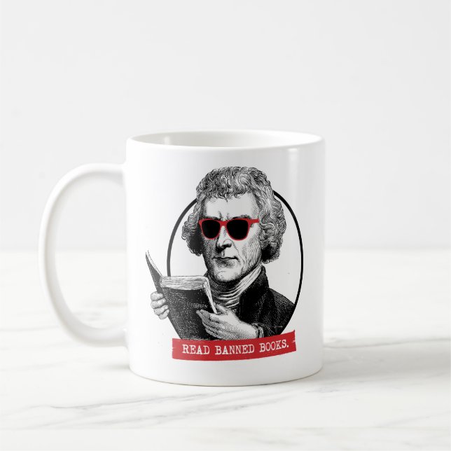 Thomas Jefferson Reads Banned Books Kaffeetasse (Links)