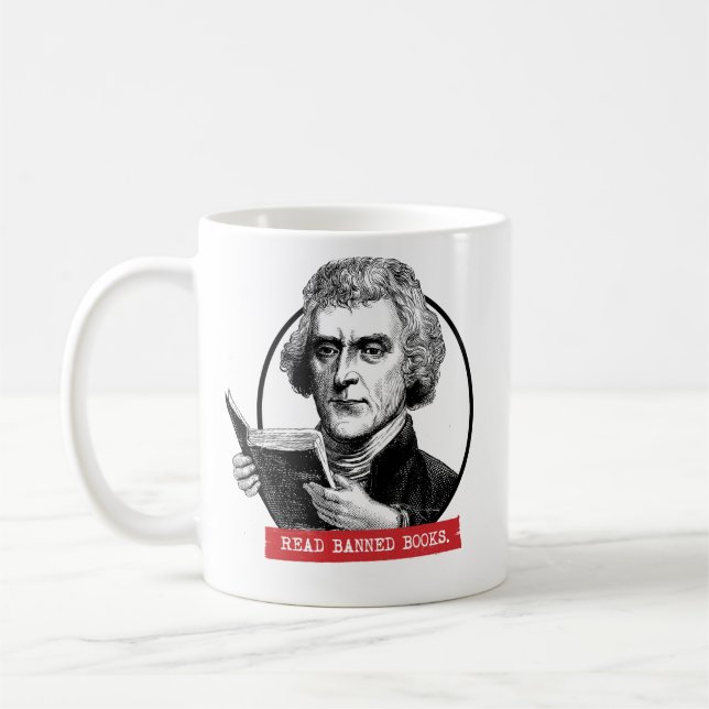 Thomas Jefferson Reads Banned Books Kaffeetasse (Links)