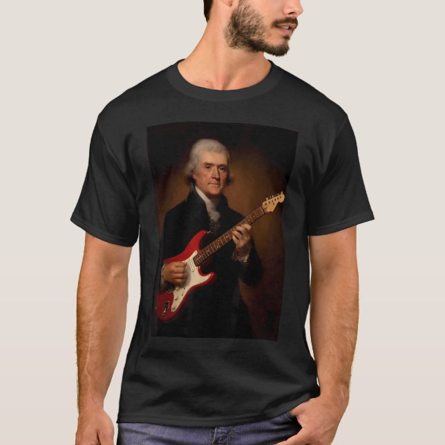 Thomas Jefferson spielt E-Gitarre T-Shirt (Vorderseite)