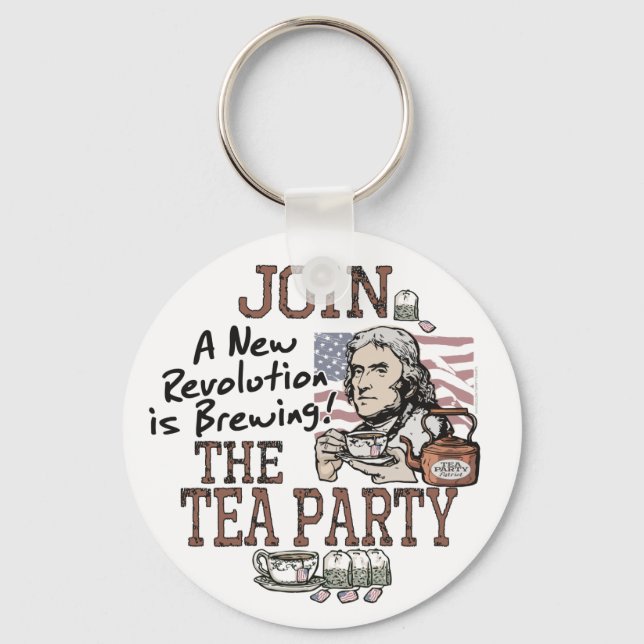 Thomas Jefferson Tea Party Shirts und Geschenke Schlüsselanhänger (Vorderseite)
