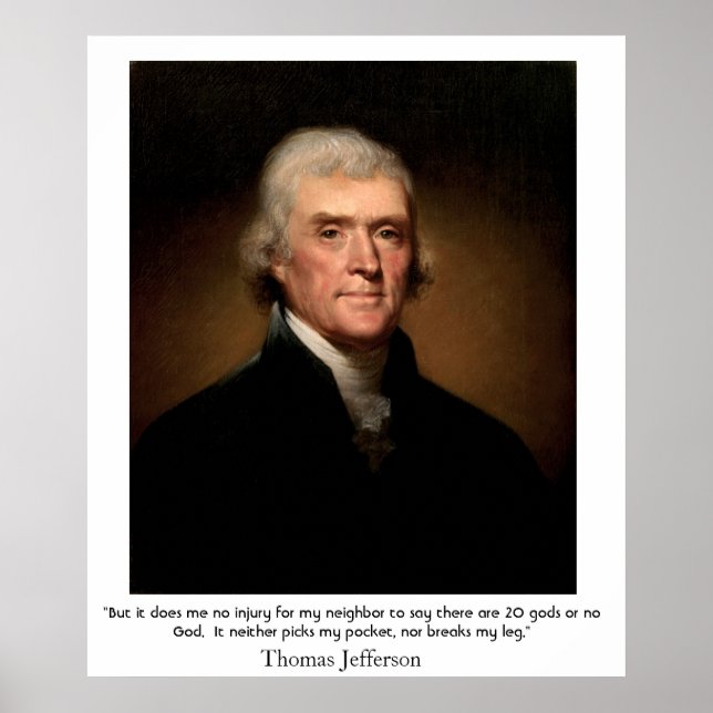 Thomas Jefferson zu Staat und Religion Poster (Vorne)