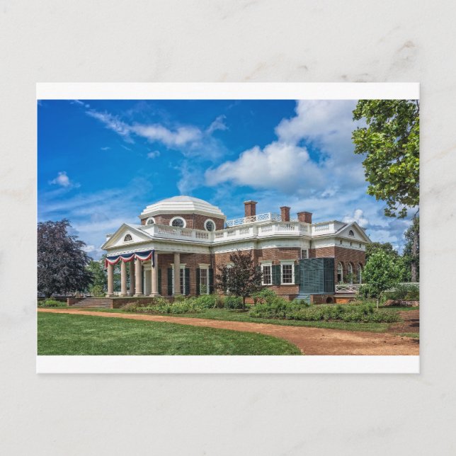 Thomas Jefferson Zuhause bei Monticello Postkarte (Vorderseite)