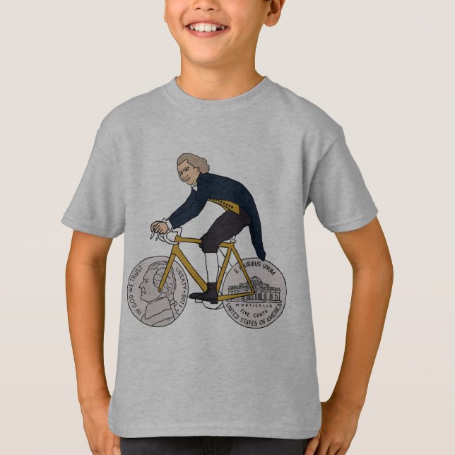 Thomas- Jeffersonreitfahrrad mit Nickel-Rädern T-Shirt (Vorderseite)