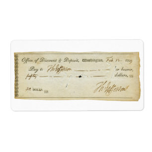Thomas- Jeffersonunterzeichnung auf Bank-Karo 1809