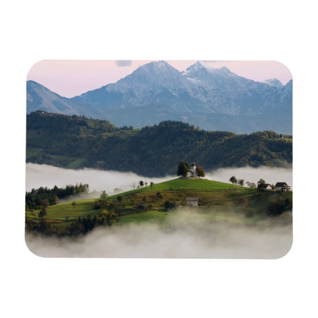 Thomas Kirche und Berge, Slowenien Rektmagnet Magnet (Horizontal)