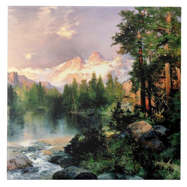 Thomas Moran - Drei Tetons Fliese (Vorderseite)