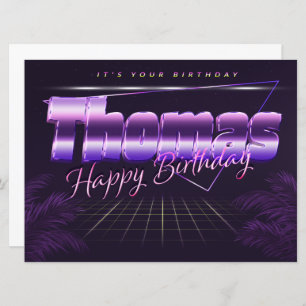 Thomas Name Vorname lila retro Karte Geburtstag