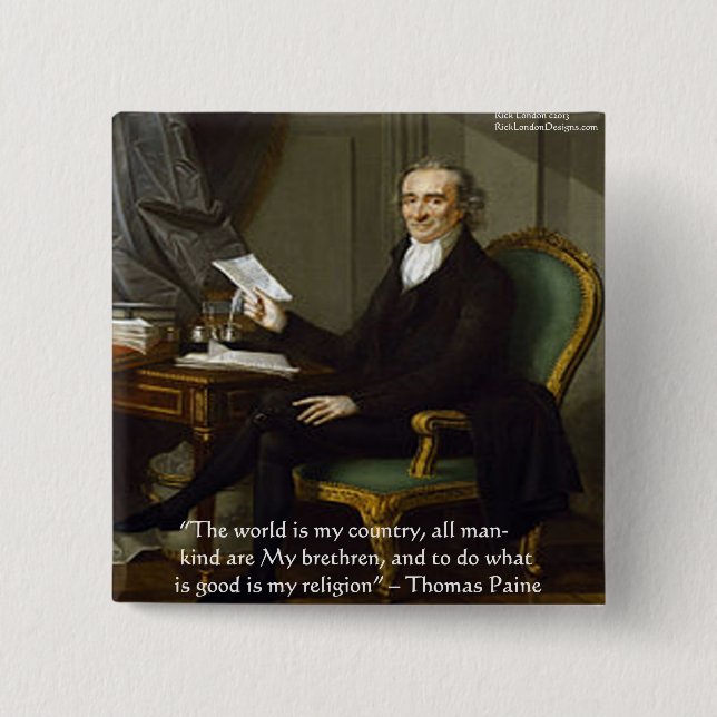 Thomas Paine "My Brethren" Quote Ohrts & Cards Button (Vorderseite)