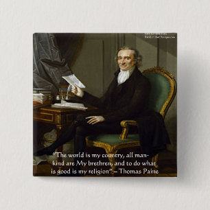Thomas Paine "My Brethren" Quote Ohrts & Cards Button