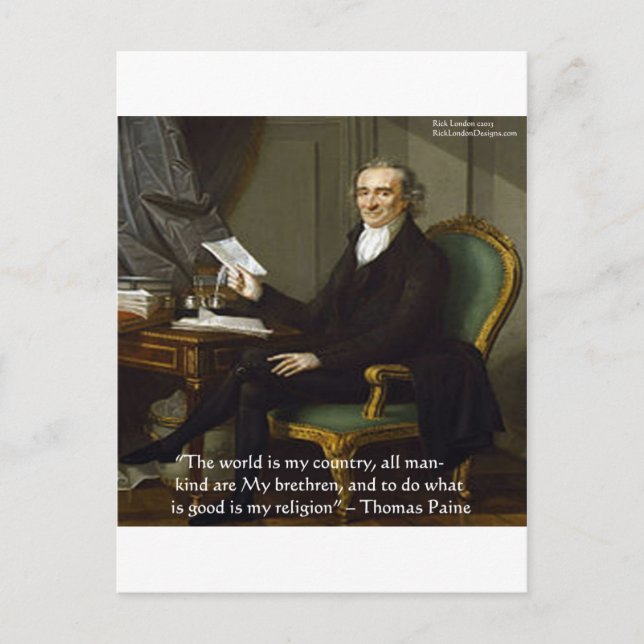 Thomas Paine "My Brethren" Quote Ohrts & Cards Postkarte (Vorderseite)