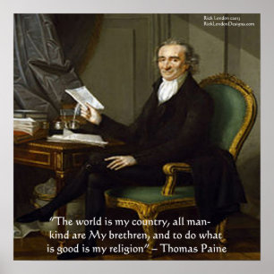 Thomas Paine "My Brethren" Wisdom Quote Poster