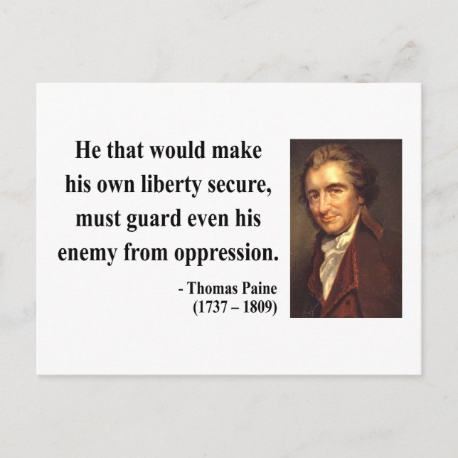 Thomas Paine Quote 3b Postkarte (Vorderseite)