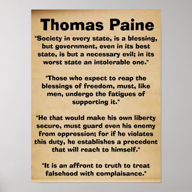 Thomas Paine Quotes Poster (Vorne)