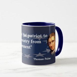 Thomas Paine Zitat zur Pflicht des Patrioten Tasse