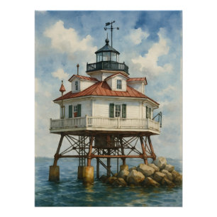 Thomas Point Shoal Leuchtturm Aquarell Poster