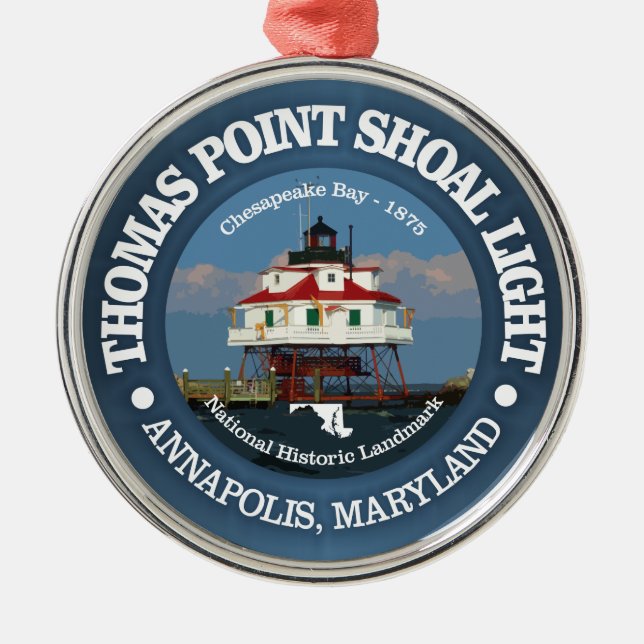Thomas Point Shoal Light Ornament Aus Metall (Vorne)