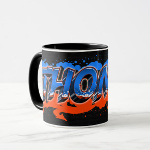 Thomas Vorname Name Graffiti blue orange Tasse