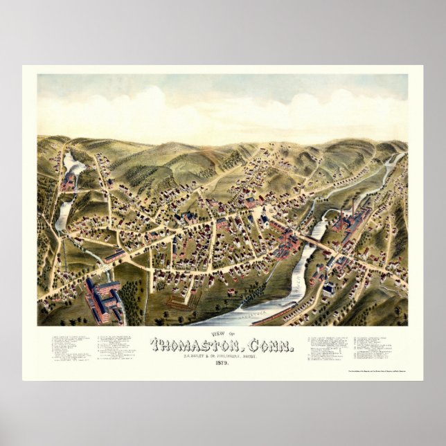 Thomaston, CT Panoramic Map - 1879 Poster (Vorne)