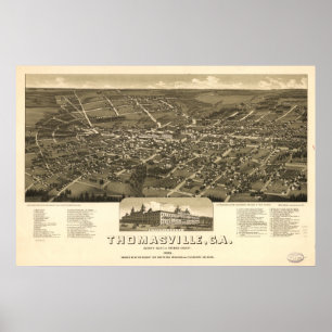 Thomasville Georgia 1885 Antike Panoramakarte Poster