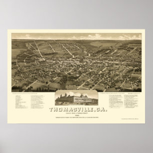 Thomasville, panoramische Karte GA - 1885 Poster