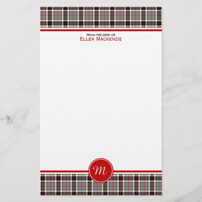 Thompson Clan Gray Formal Dress Tartan Monogram Briefpapier (Vorderseite)