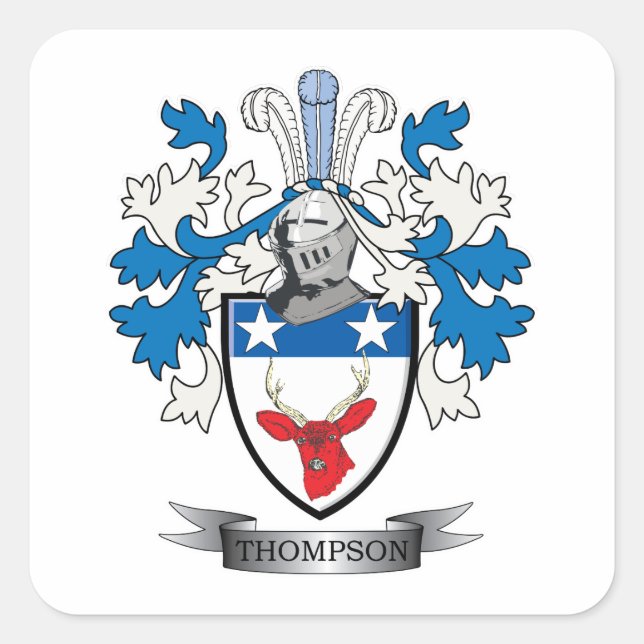 Thompson Familienwappen Coat of Arms Quadratischer Aufkleber (Vorderseite)