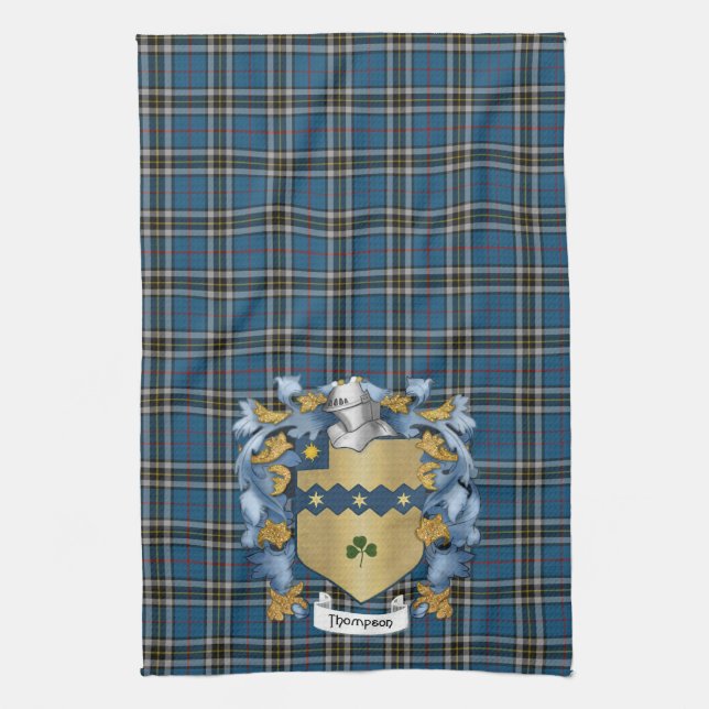 Thompson Familienwappen und Tartan (Irisch) Küchentuch (Vertikal)