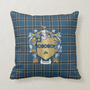 Thompson Familienwappen und Tartan Kariert Kissen