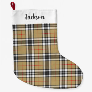 Thomson Camel Tartan Kariert Pattern Family Mode Großer Weihnachtsstrumpf