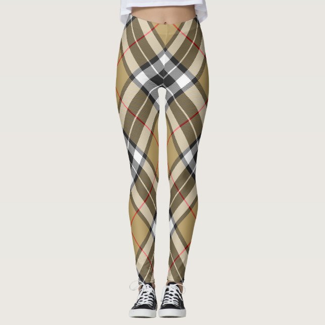 Thomson Camel Tartan Kariertes Muster Familienmode Leggings (Vorderseite)
