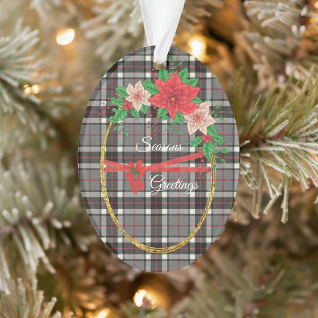 Thomson Gray Modern Tartan Christmas Ornament (Baum)
