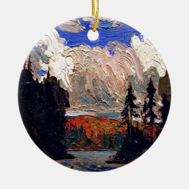 Thomson - Schwarze Fichte im Herbst Keramik Ornament (Vorne)